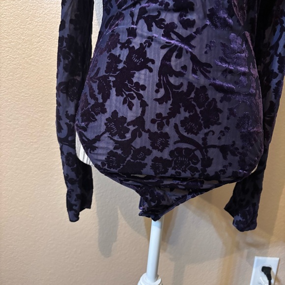 Final Sale! NWT Free People Bodysuit Lg Deep Purple Floral Deep Sea Magic Hour - Picture 7 of 16